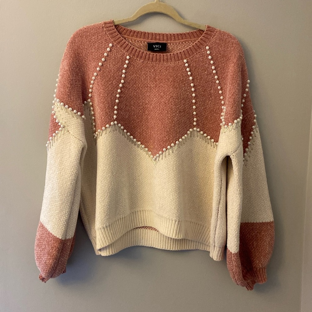 Vici Embellished Chenille Sweater Size Small - Picture 3 of 10
